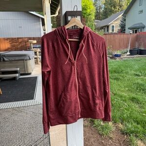 L.L. Bean Cozy Sweatshirt w/ Hood Full Zip Women’s Small Deep Rosewood Heather